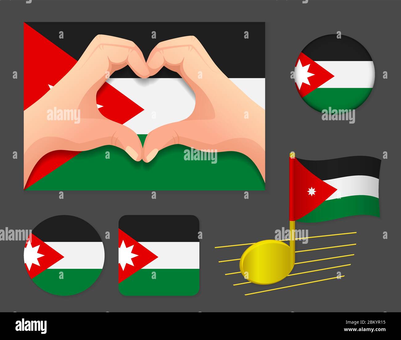 Jordan flag icon. National flag of Jordan vector illustration Stock