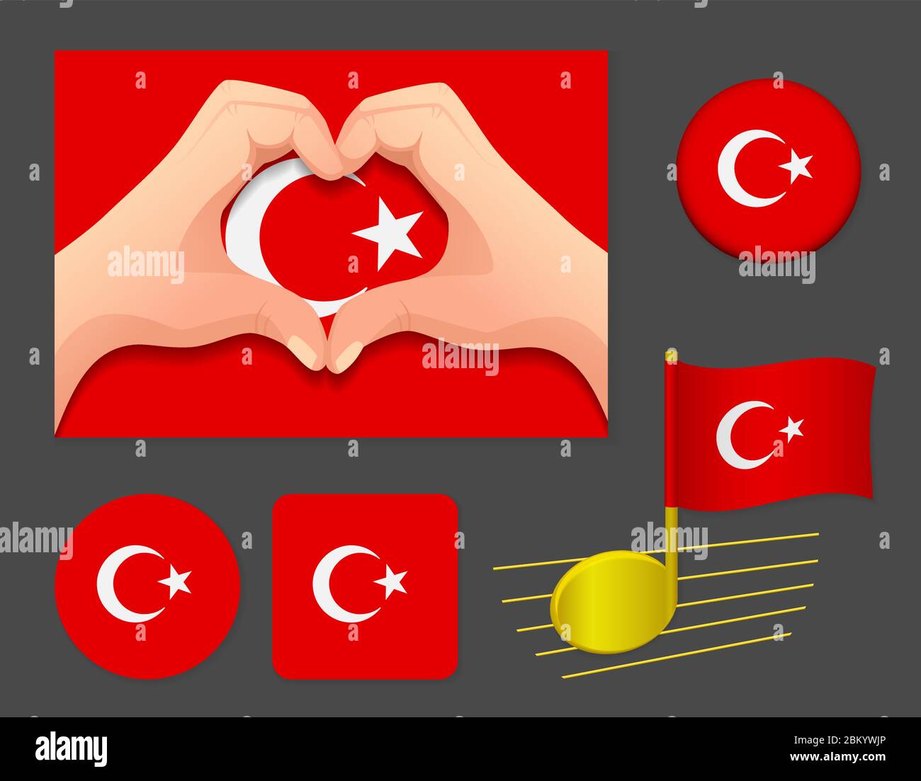 Turkey flag icon. National flag of Turkey vector illustration Stock