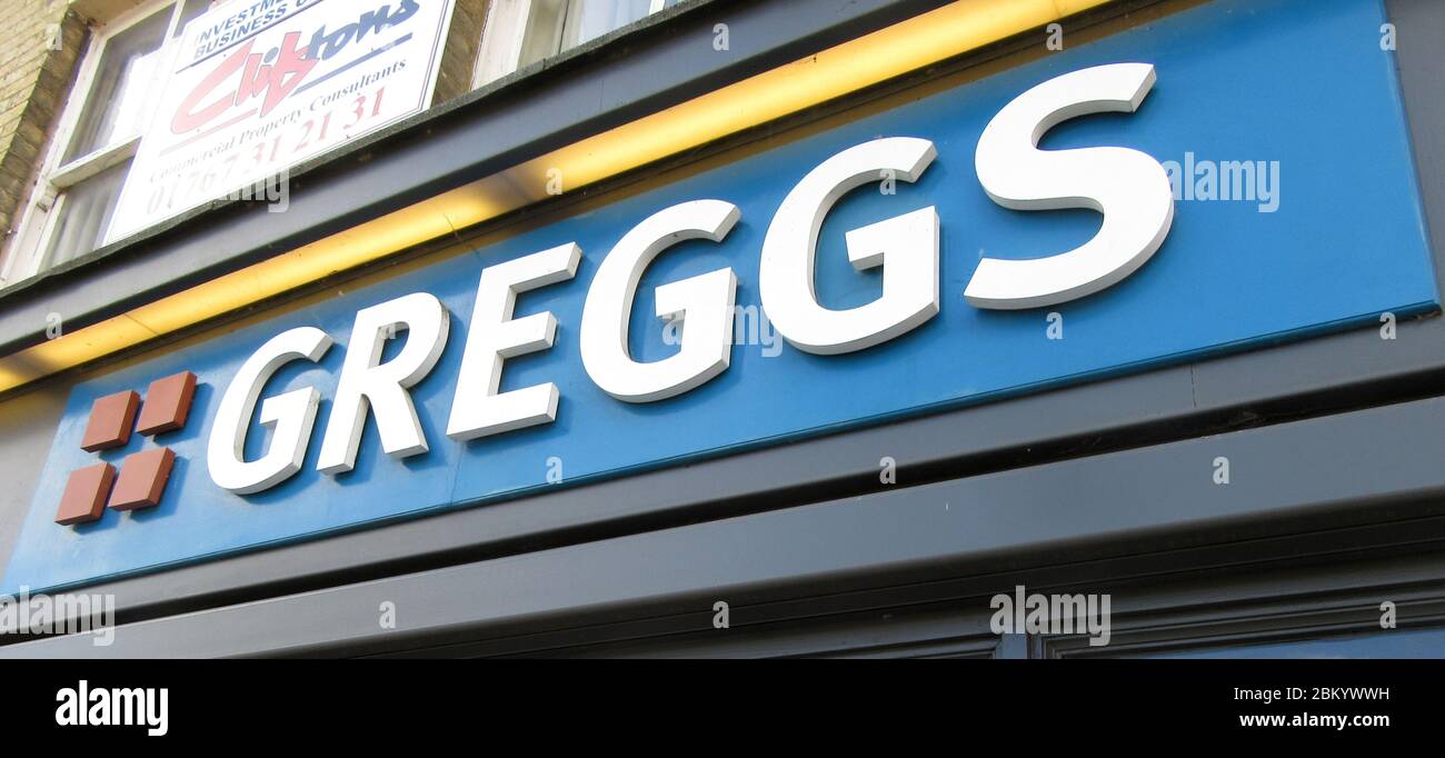 Greggs bakery logo at one of their store branches Stock Photo - Alamy