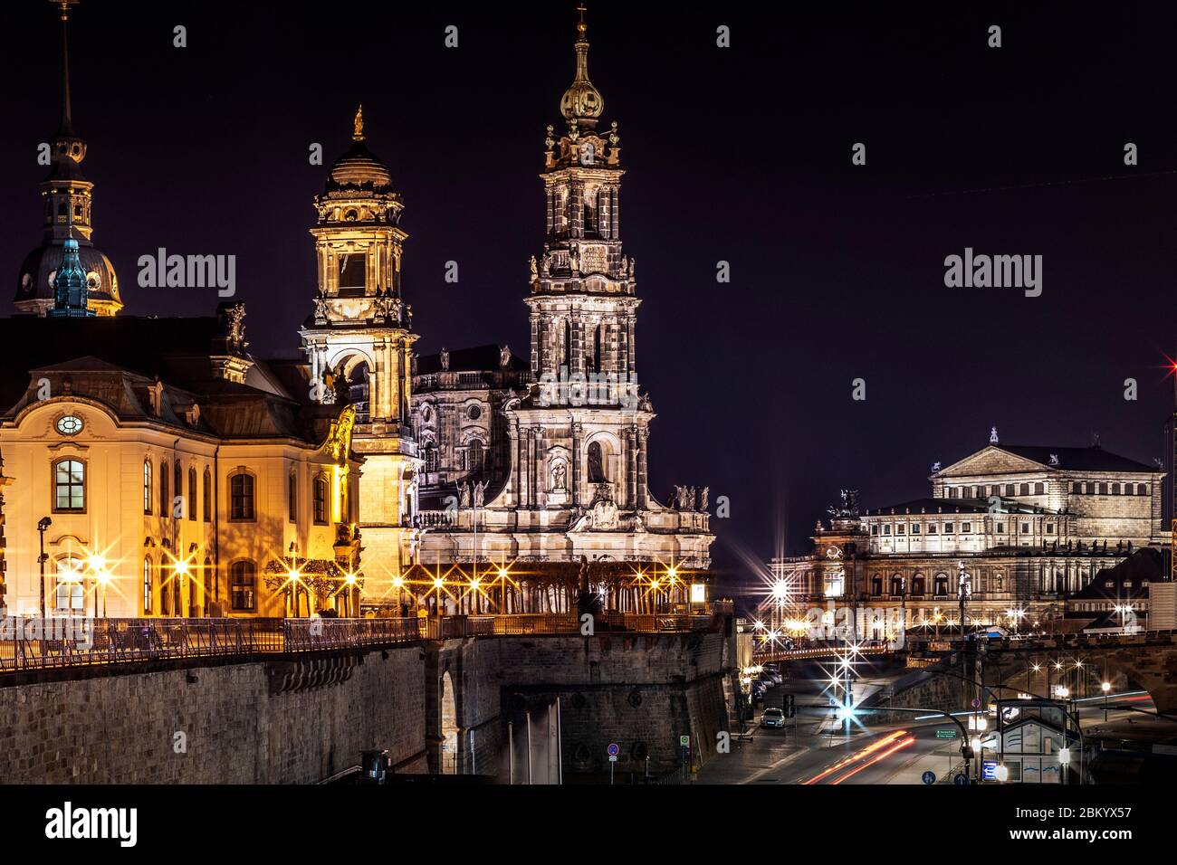 Dresden at Night, Cathedral of the Holy Trinity, Semper Opera, Dresden ...