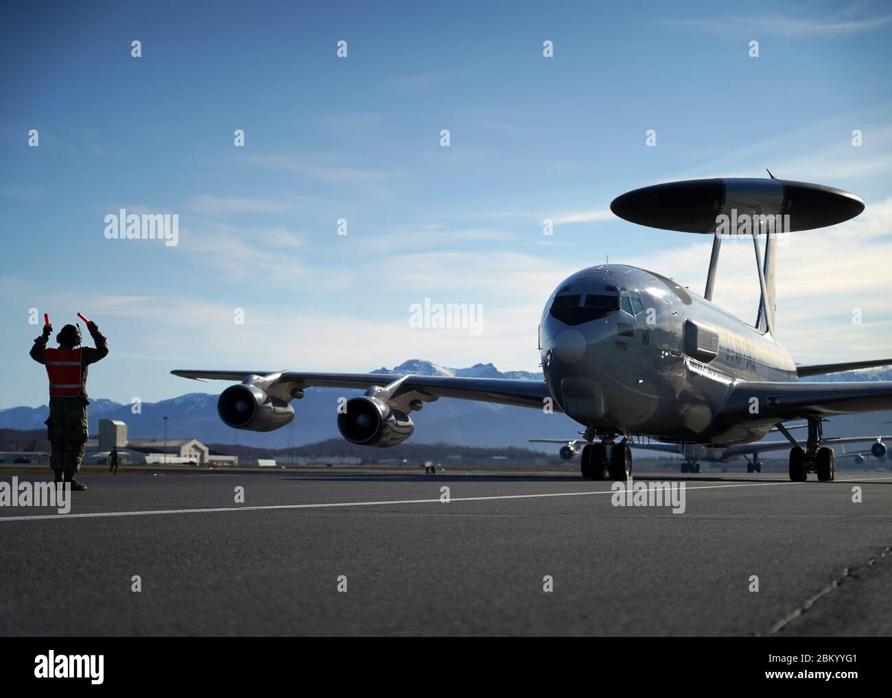 A U S Air Force E 3 Sentry Taxis On The Flight Line At Joint Base Elmendorf Richardson Alaska During An Elephant Walk May 5 This Event Displayed The Ability Of The 3rd Wing