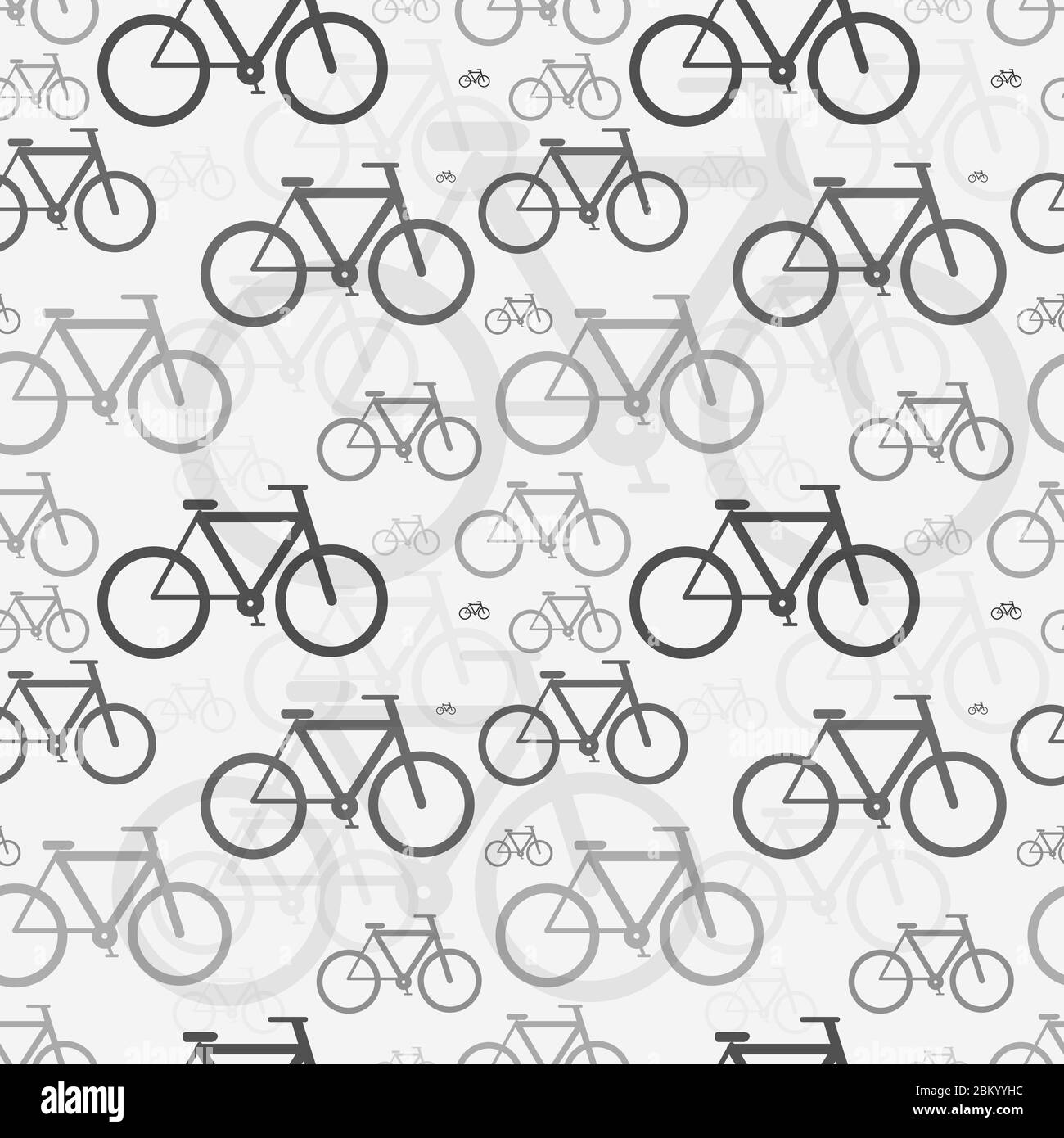 Classic bicycles, simple seamless pattern on gray Stock Vector
