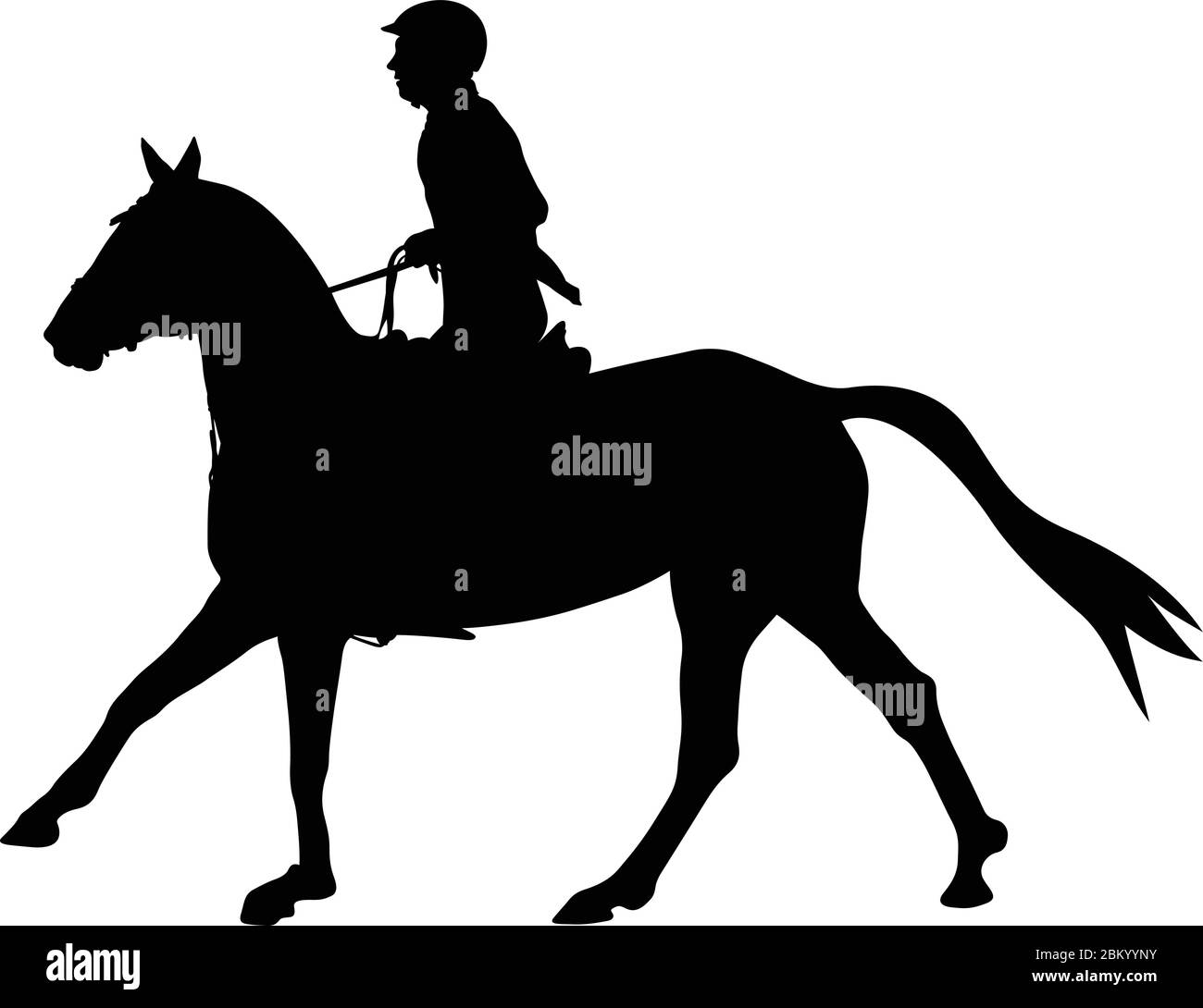 show jumping dressage woman on horse black silhouette Stock Vector