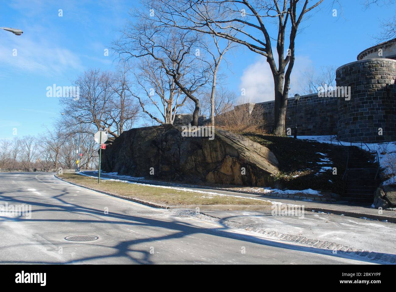 Public Space Recreation Fortification Architecture Fort Tryon Park, Riverside, Broadway, New York, NY 10040 United States designed by Olmsted Brothers Stock Photo