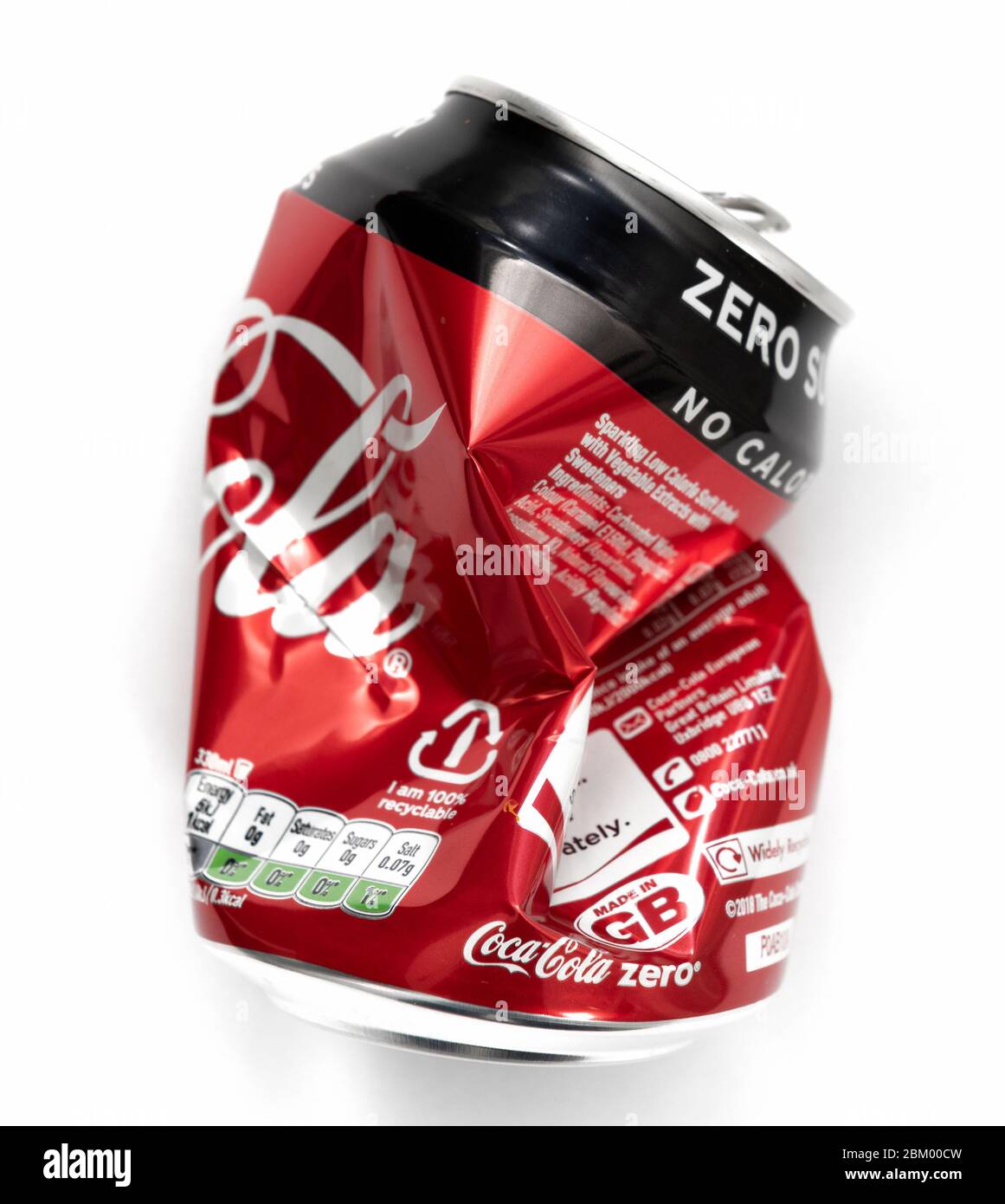 Crushed aluminium can of zero coca cola Stock Photo - Alamy