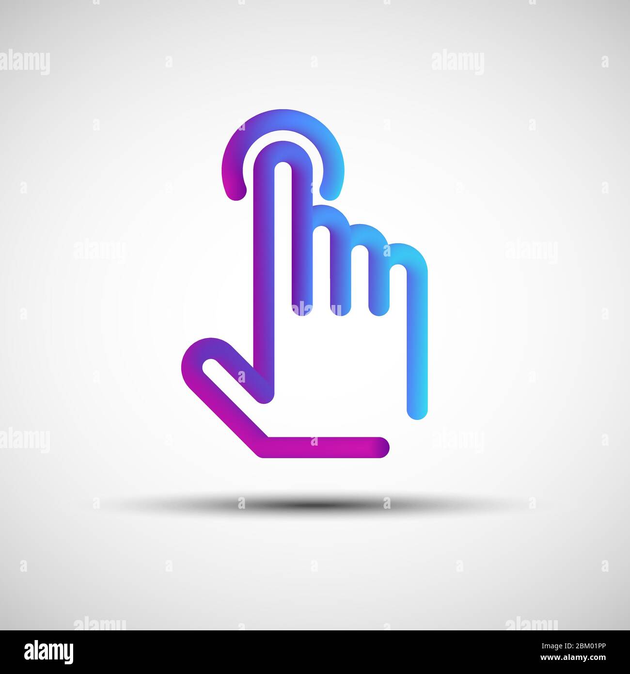 Hand pushing button blended line icon. Vector illustration of liquid 3d hand with button icon, logo, sign or emblem over white background Stock Vector