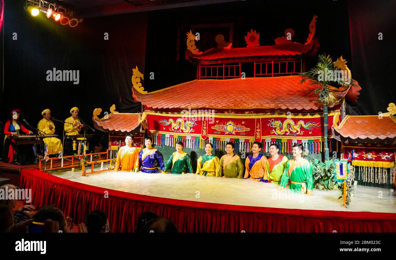 Traditional Vietnamese puppets at the Golden Dragon Water Puppet (Ho Chi Minh, Vietnam) Stock Photo