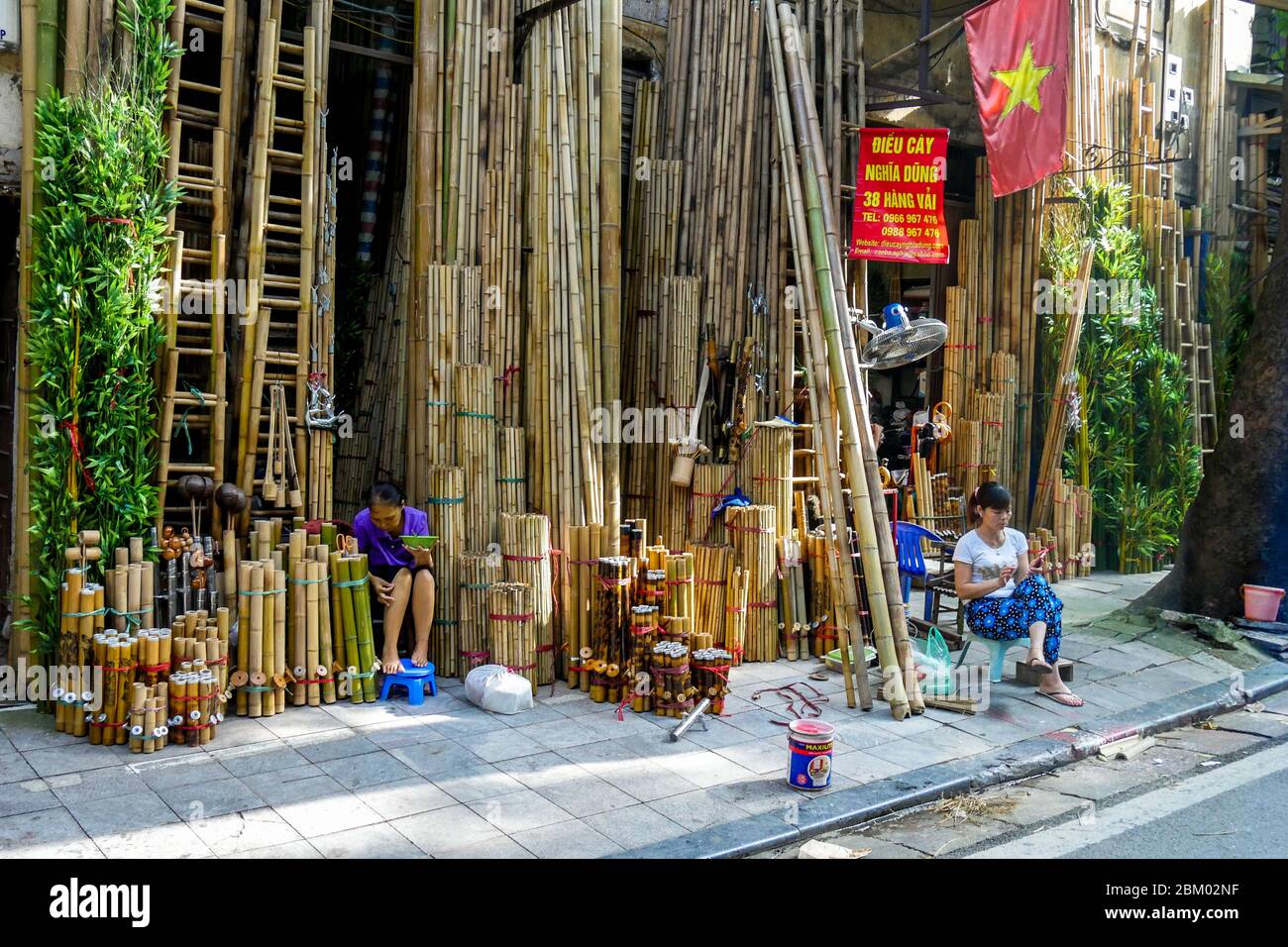 Bamboo shops on a street in Hanoi (Vietnam Stock Photo Alamy