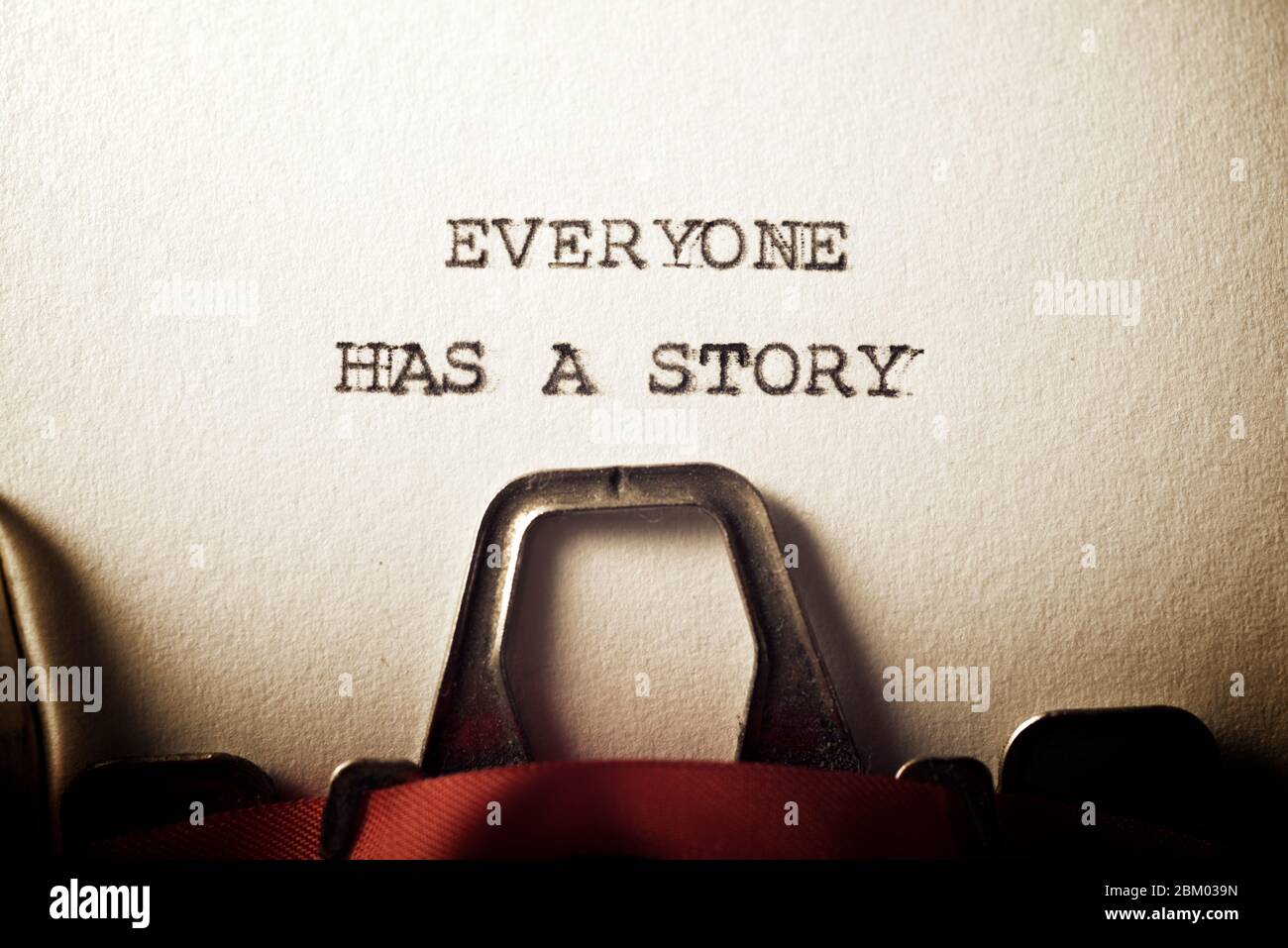 Everyone Has A Story Text Written With A Typewriter Stock Photo Alamy