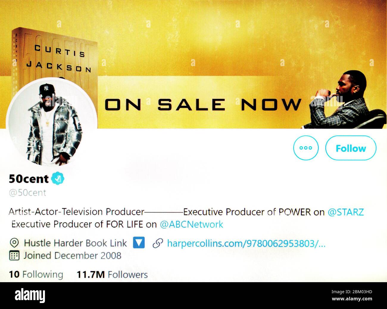Twitter page (May 2020) : 50cent (Curtis James Jackson III) American rapper / actor / producer Stock Photo