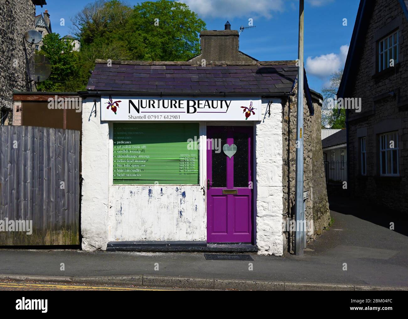 'Nurture Beauty' shop. Gillinggate, Fellside, Kendal, Cumbria, England, United Kingdom, Europe. Stock Photo