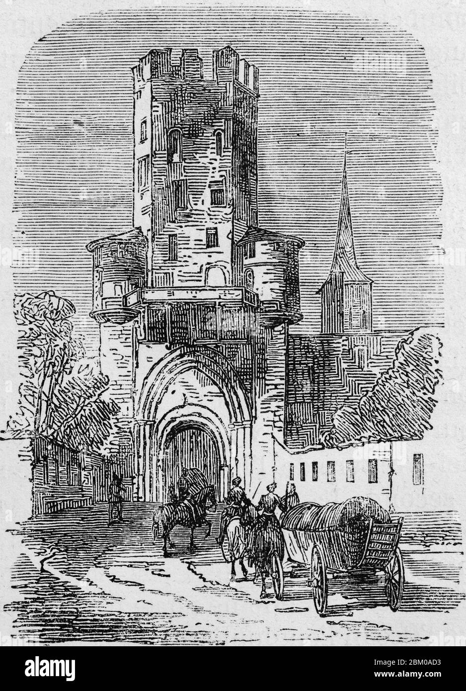 Porte S,-Severin à Cologne, City Gate St,-Severin in Cologne, Le Rhin by Victor Hugo, Paris about 1843 Stock Photo