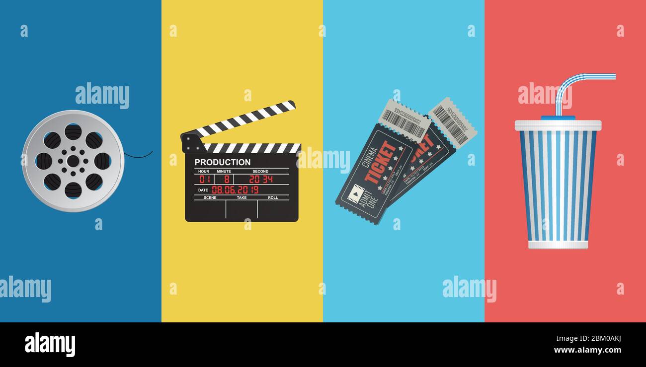 Cinema objects vector illustration isolated Stock Vector