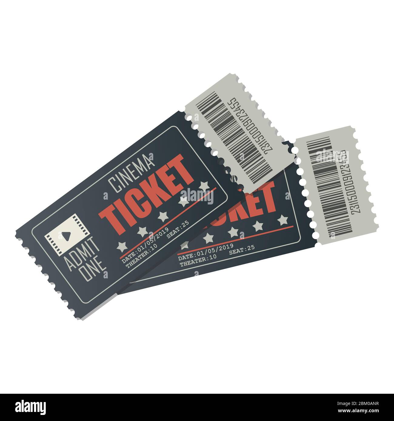 Cinema ticket vector illustration isolated on white background Stock ...