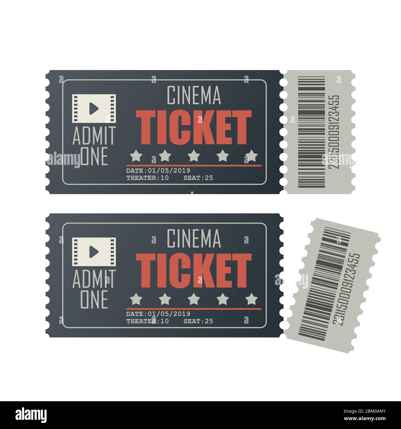 Cinema ticket vector illustration isolated on white background Stock ...