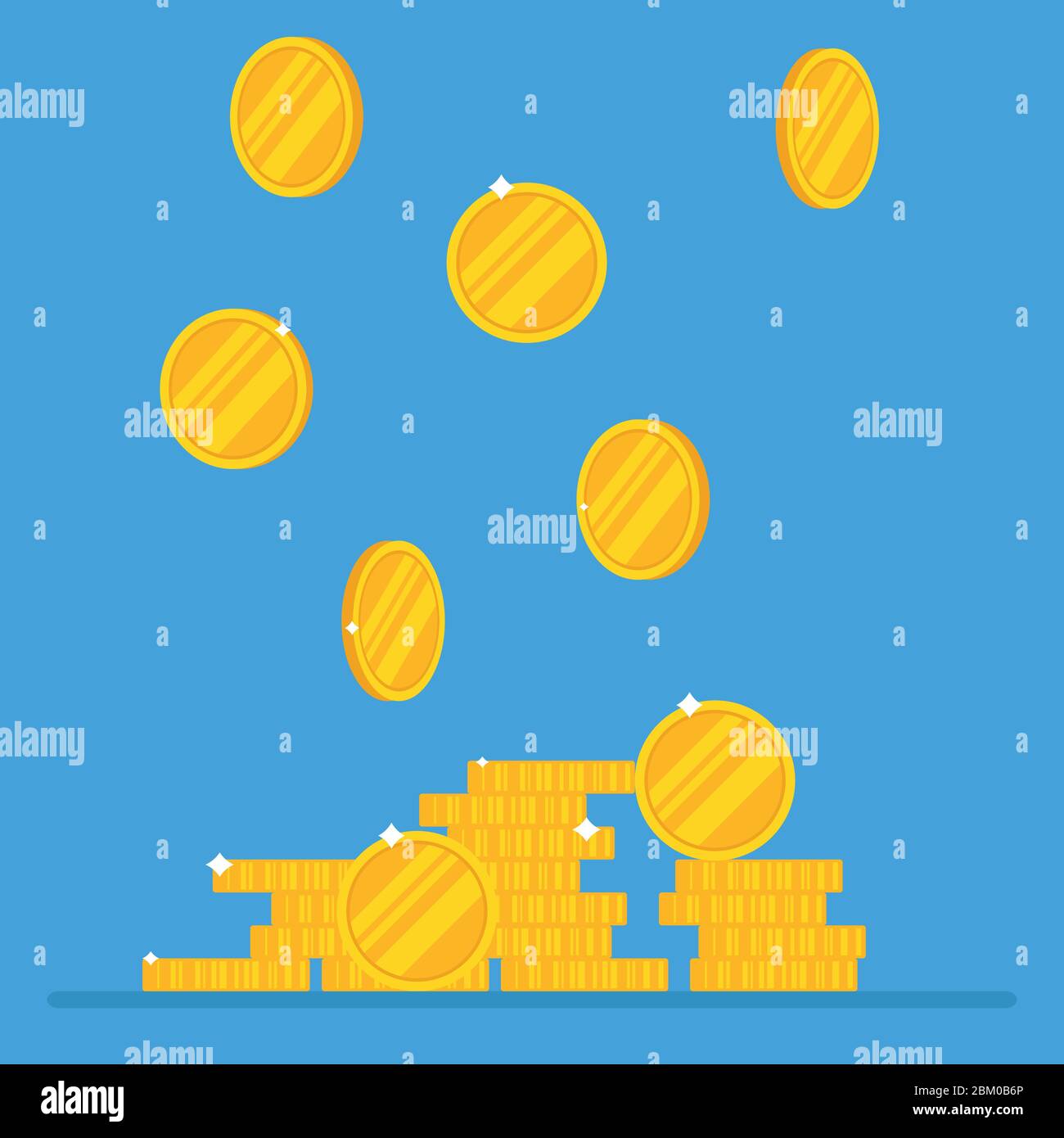 Coins vector illustration in flat design. Golden coins stack Stock Vector