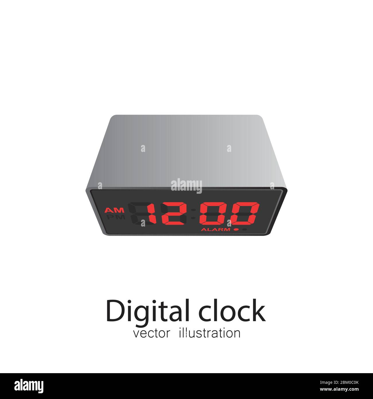 Digital clock vector illustration isolated on white background. Stock Vector