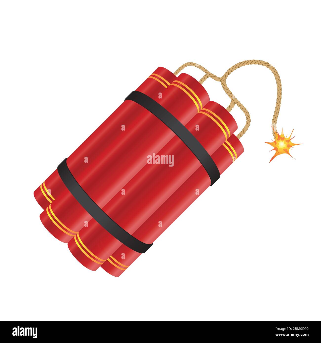 Dynamite with burning fuse vector illustration isolated on white ...