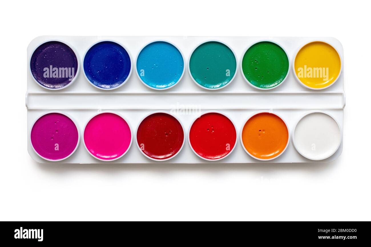 watercolor package isolated on a white background, top view Stock Photo