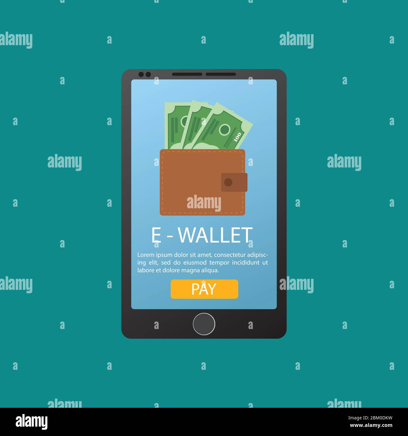Online wallet concept. Vector illustration in flat design. Stock Vector