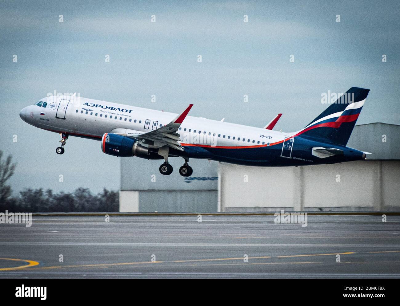 October 29, 2019, Moscow, Russia. Plane  Airbus A320-200 Aeroflot - Russian Airlines at Sheremetyevo airport in Moscow. Stock Photo