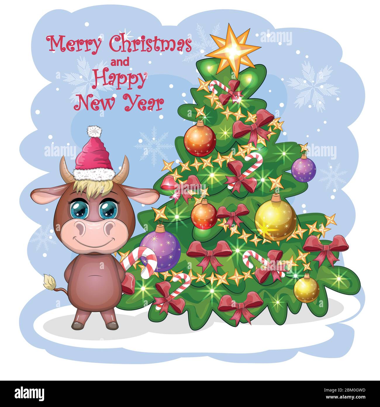 Merry Christmas and Happy New year. Funny cow in red hat with gift in cartoon style. Greeting card Stock Vector Image & Art - Alamy Merry Christmas and Happy New year. Funny cow in red hat with gift in cartoon style. Greeting card Stock Vector Image & Art - Alamy
