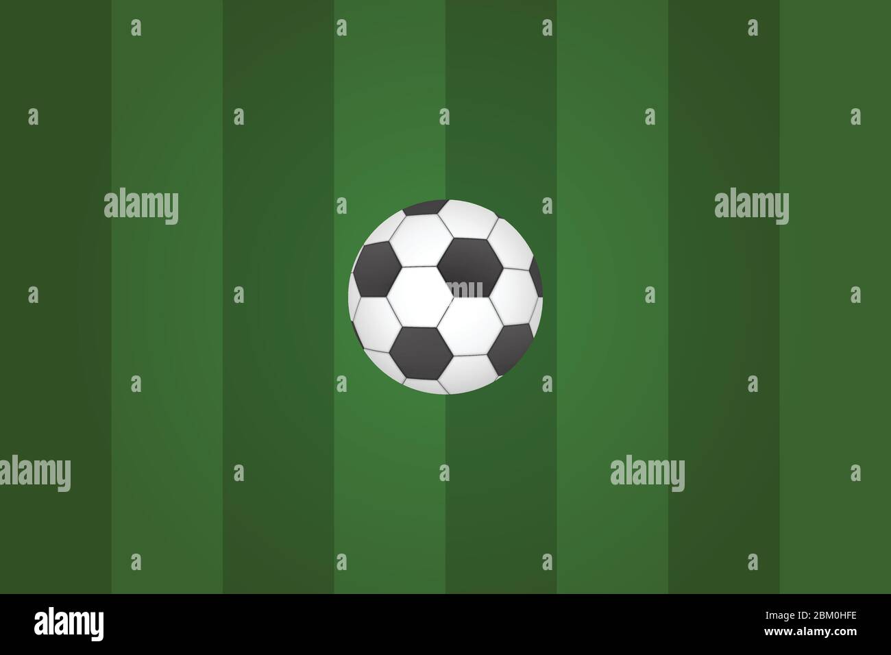 Football ball on green grass. Top view vector illustration Stock Vector