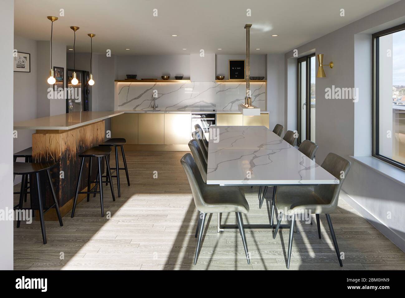 Common area on top floor. Cumberland Place, Southampton, United Kingdom. Architect: O'Connell East Architects, 2019. Stock Photo