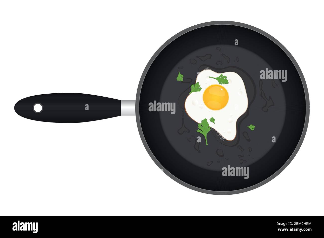 Fried egg with parsley in the pan vector illustration Stock Vector