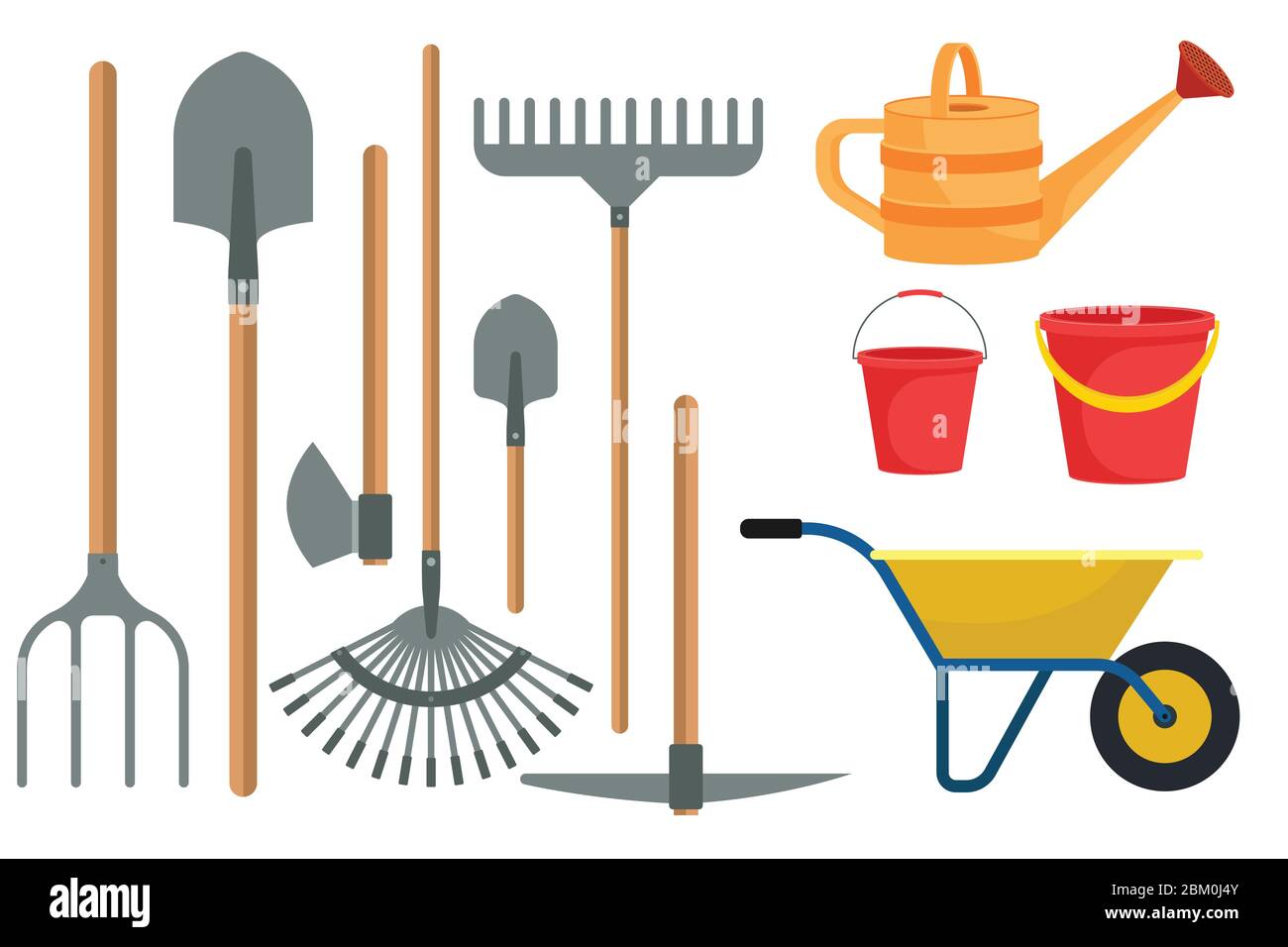 Gardening tools set in flat design vector illustration isolated on ...