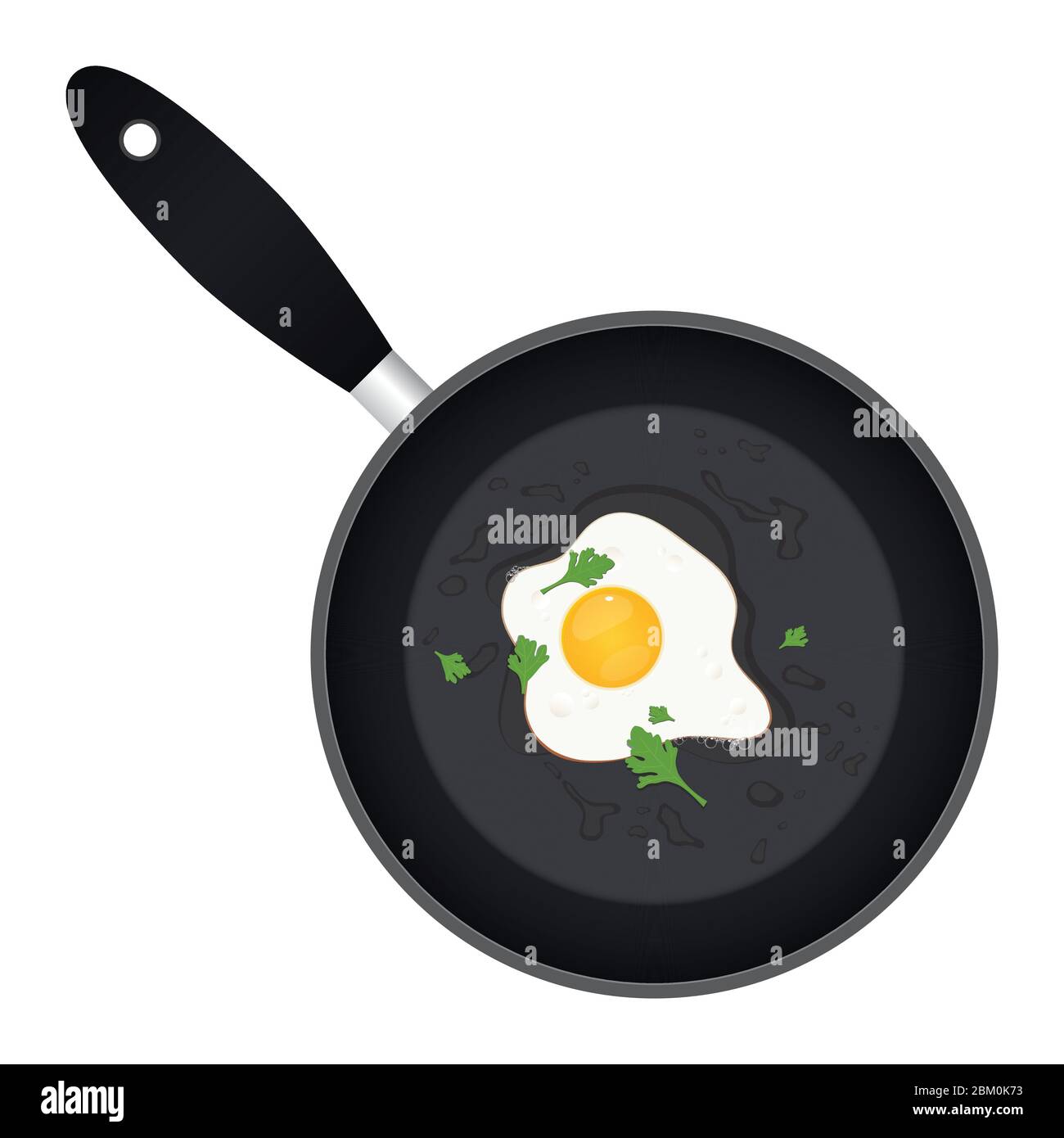 Fried egg with parsley in the pan vector illustration Stock Vector