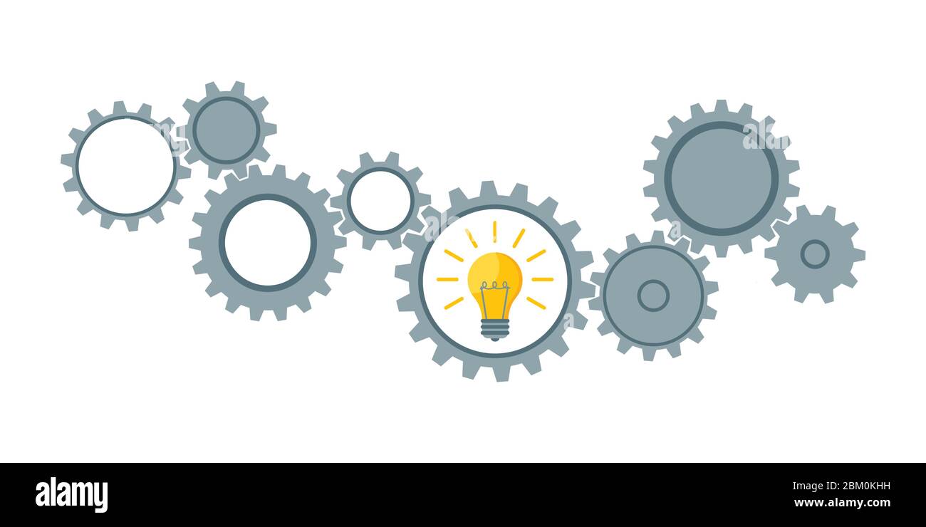 Gears wheels system vector illustration. Infographic header for business concepts Stock Vector