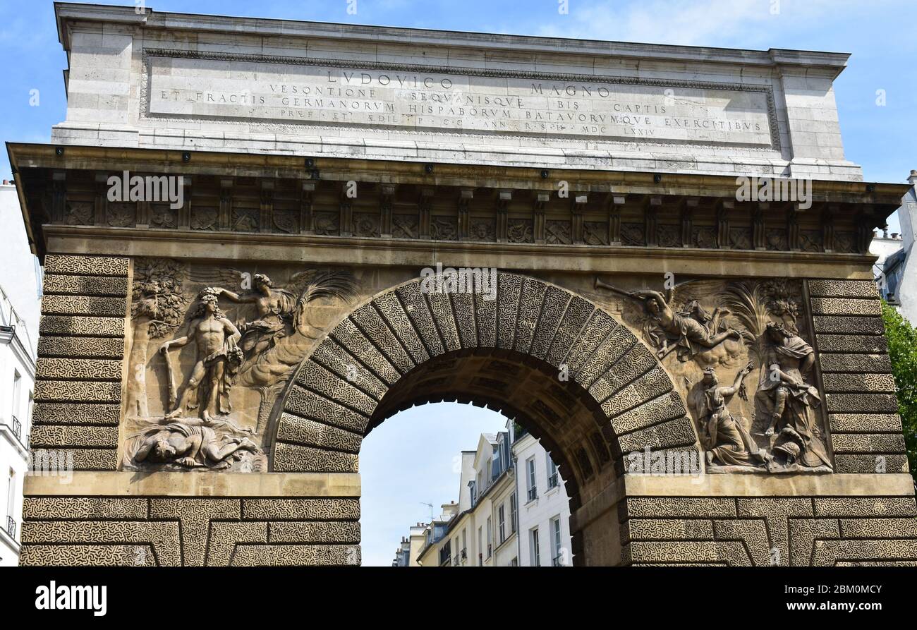 Porte Saint-Martin, triumphal arch erected by Louis XIV on 1674 close ...