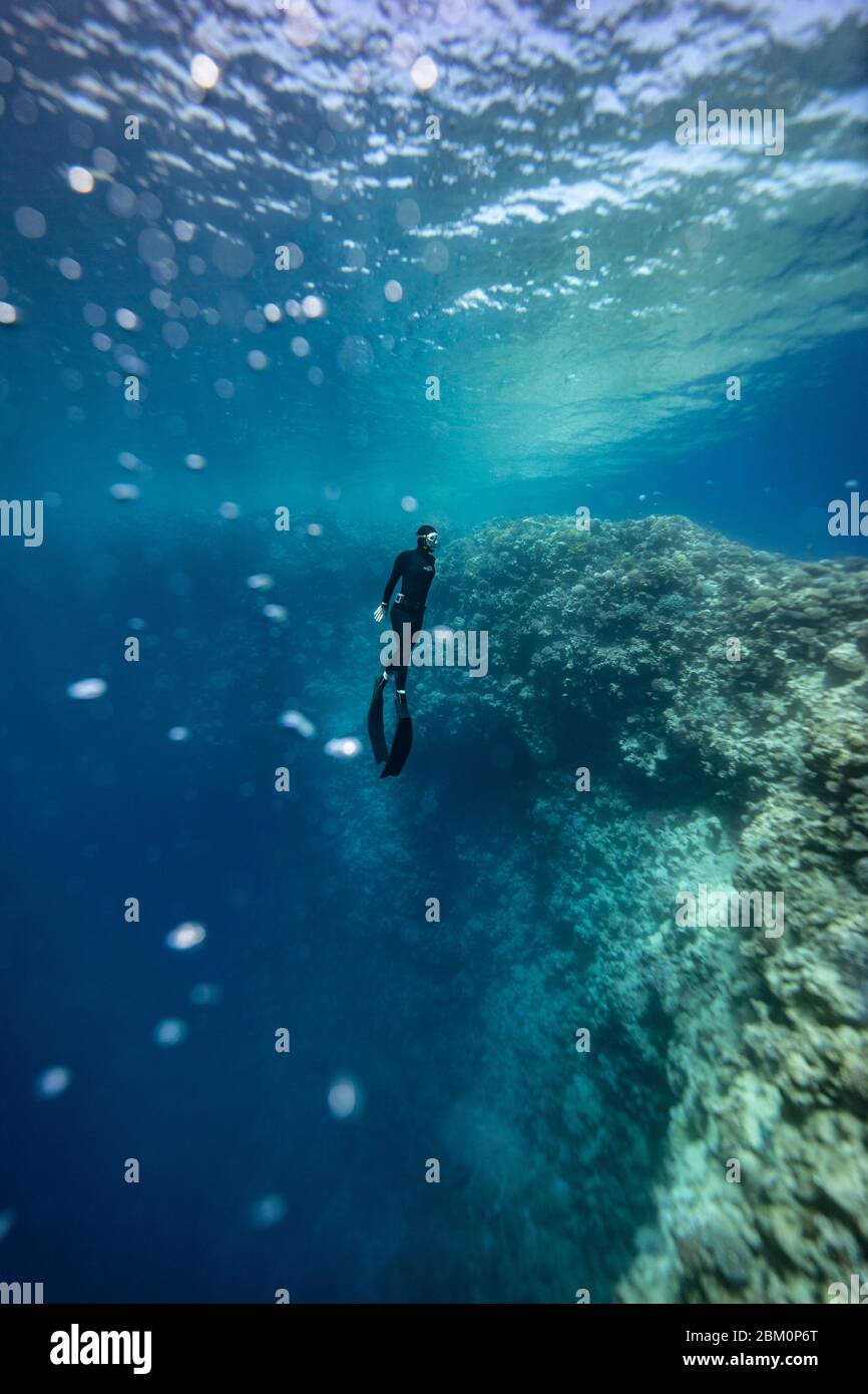 Girl Freediving at Blue Hole Dahab Egypt Stock Photo Alamy