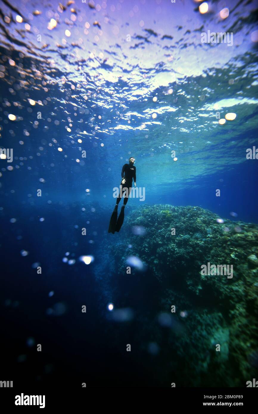 Girl Freediving at Blue Hole Dahab Egypt Stock Photo Alamy