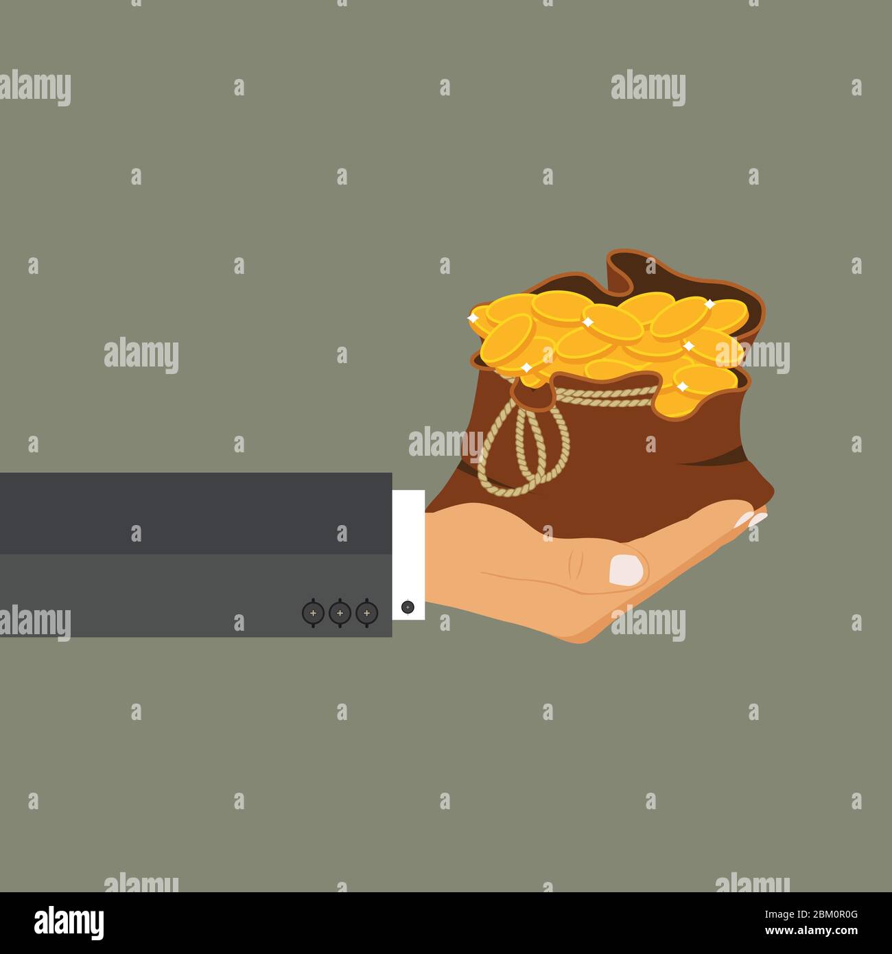 Man hand hold a bag of money vector illustration Stock Vector Image ...