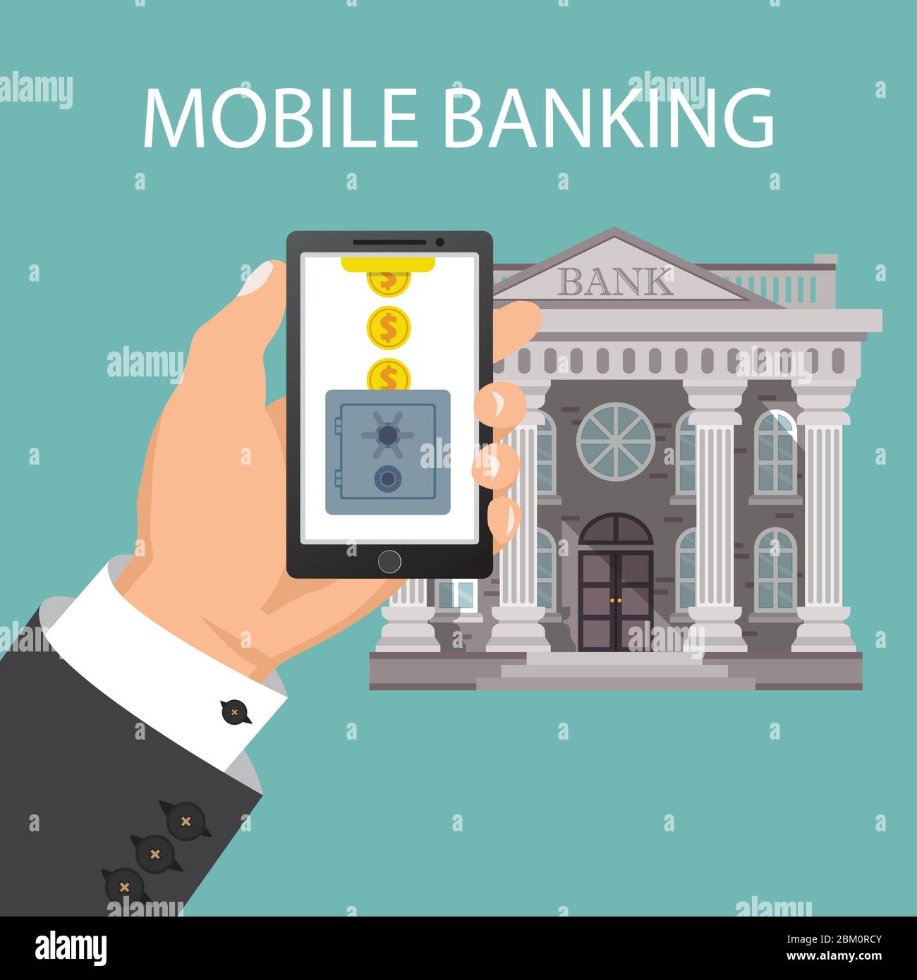 Mobile banking concept. Vector illustration in flat design Stock Vector ...
