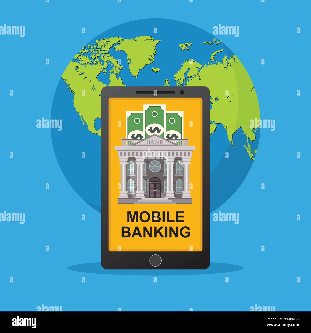 Mobile banking concept. Vector illustration in flat design Stock Vector ...