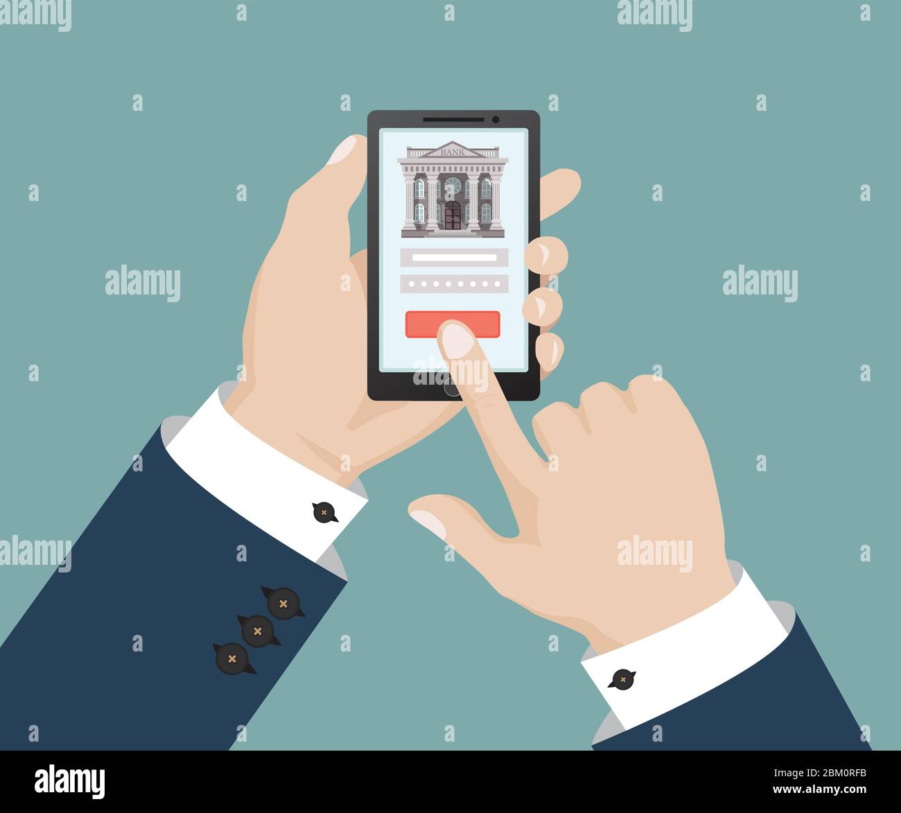 Mobile banking concept. Vector illustration in flat design Stock Vector ...