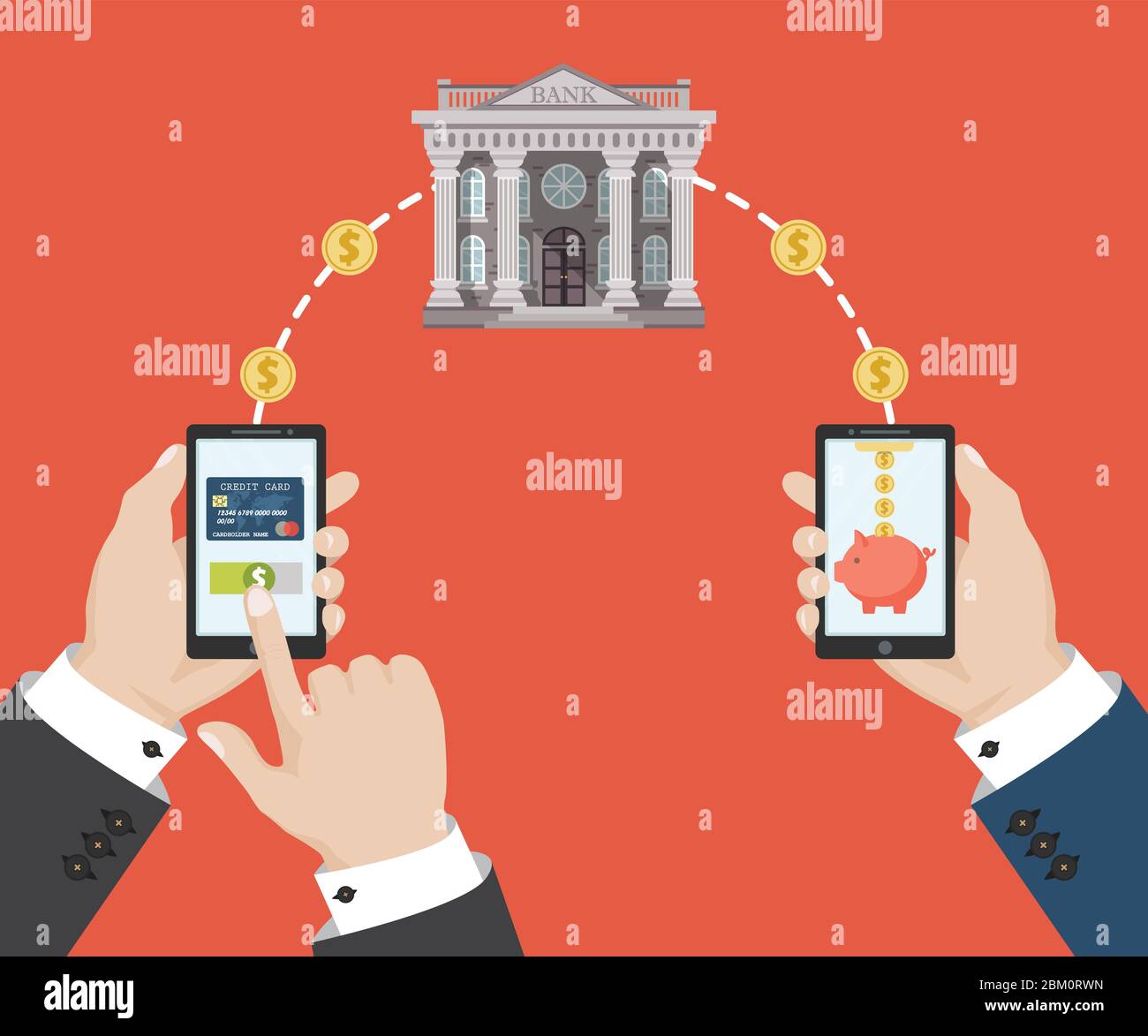 Mobile banking concept. Vector illustration in flat design Stock Vector ...
