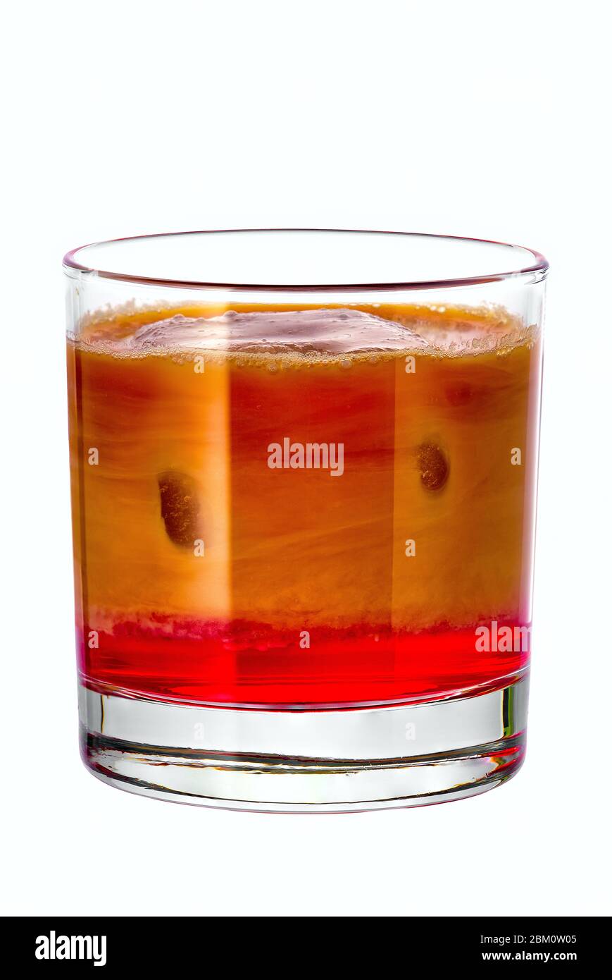 Cold brew cherry iced coffee isolated on white Stock Photo - Alamy