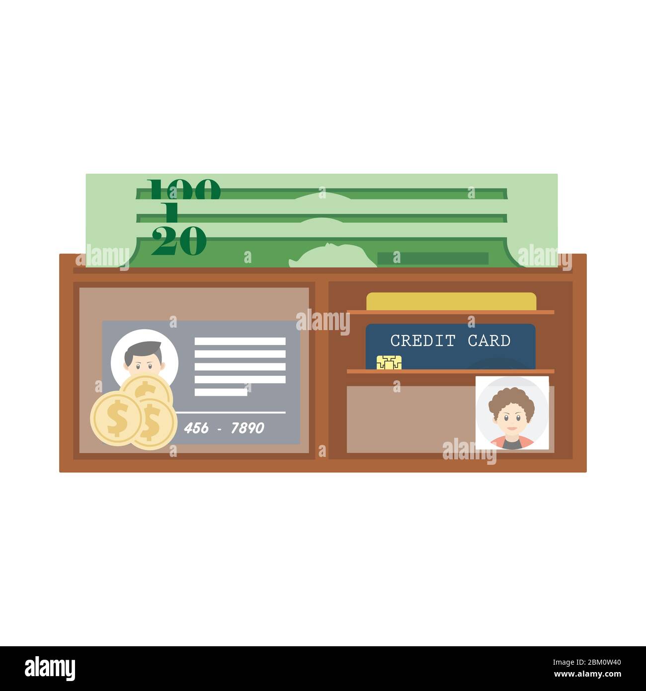 Wallet with money and cards flat vector illustration Stock Vector Image ...