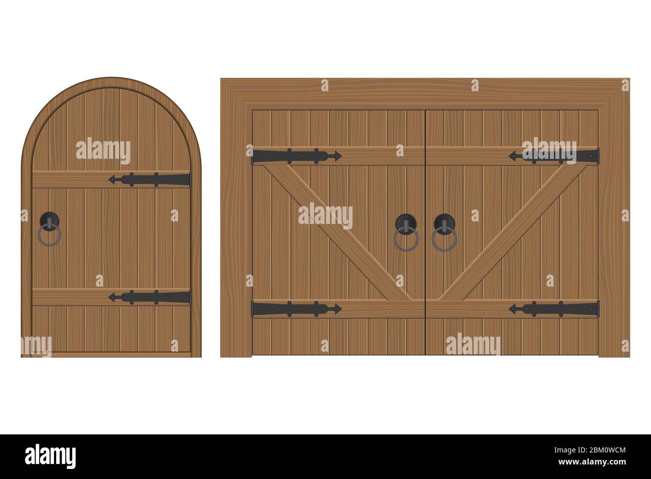 Old wooden door vector illustration isolated on white background Stock ...