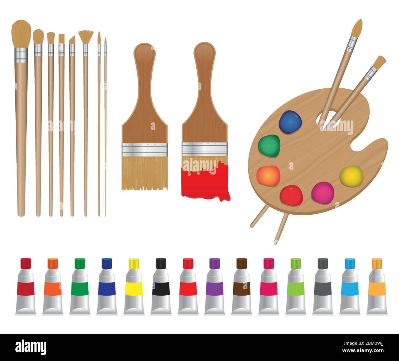 Painting set vector illustration isolated on white background Stock Vector