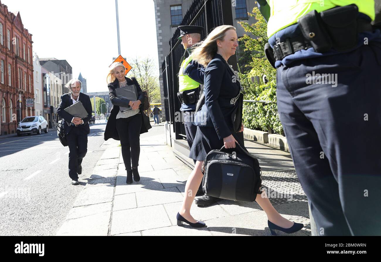 John Waters (left) and Gemma O'Doherty (right) arrive at the High Court in Dublin, where they are seeking to have various pieces of recently enacted legislation, introduced due to the Covid-19 pandemic, quashed by a judge. Stock Photo