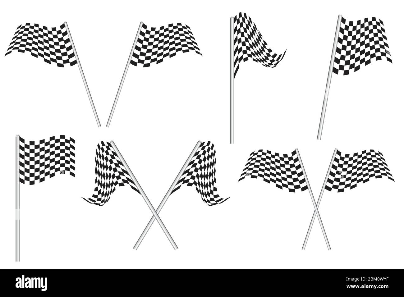 Race flags vector illustration isolated on white background. Auto