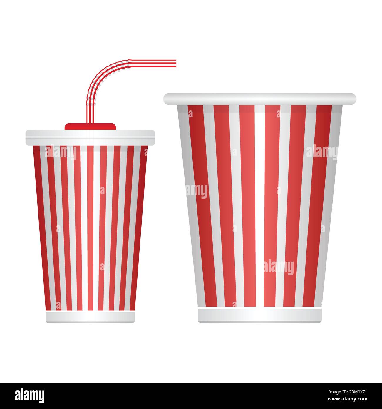 Soda cup and popcorn bucket vector illustration isolated on white background Stock Vector Image