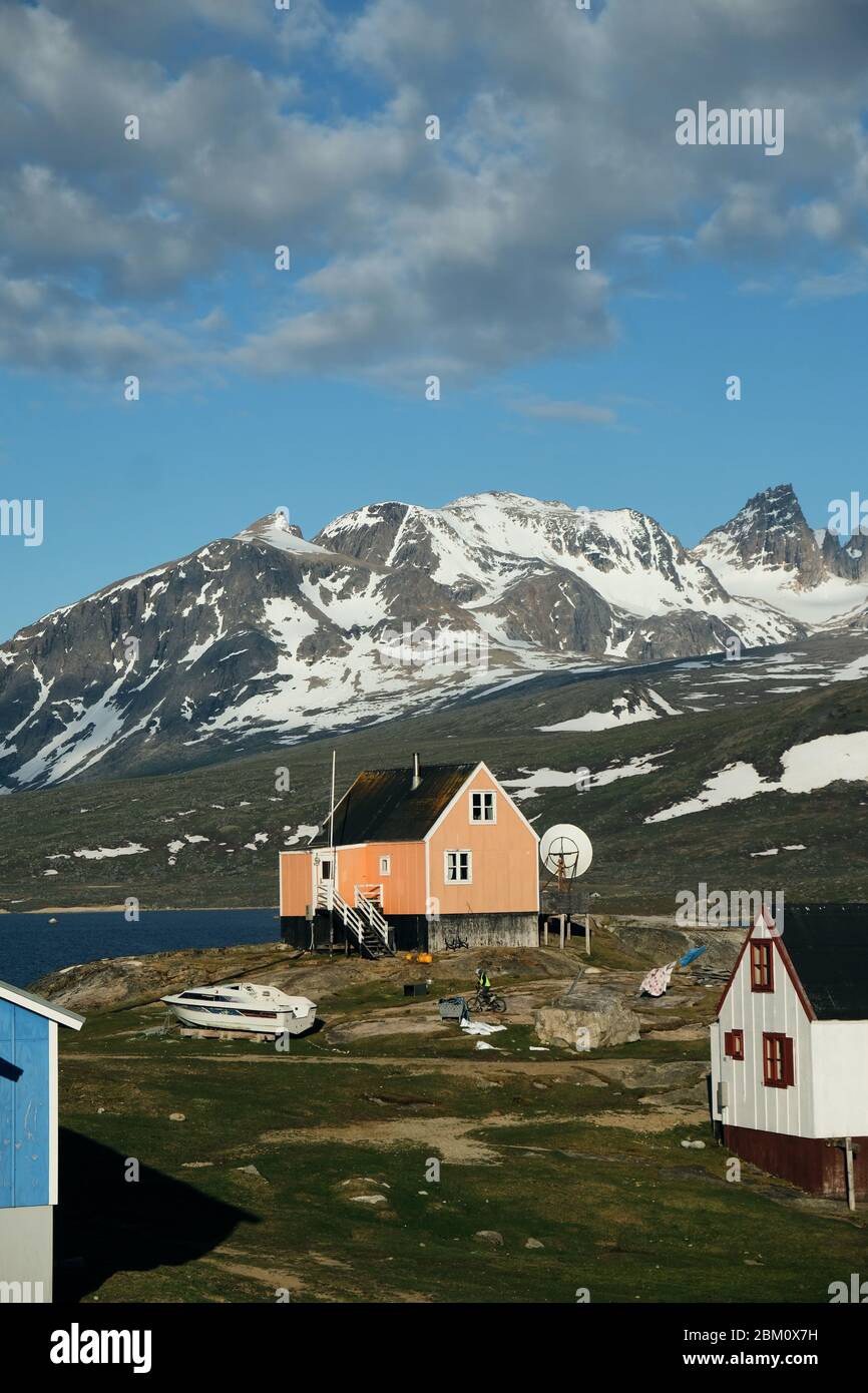 Colorful houses in the settlement of Tasiusaq Greenland Stock Photo Alamy