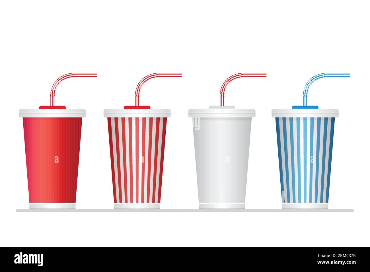 Paper soda cup set vector illustration isolated on white background Stock Vector