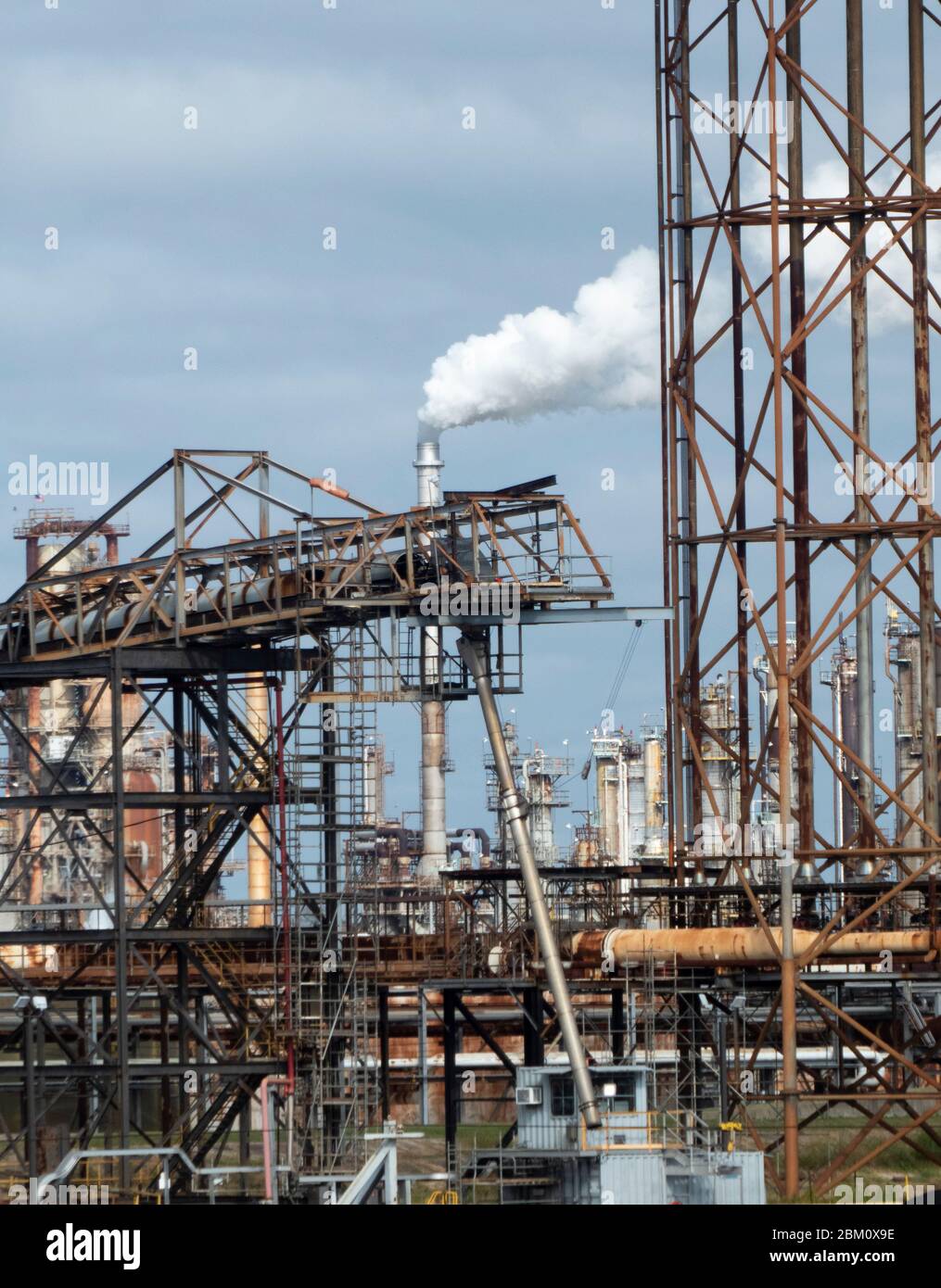 metal construction lattice and smoking flue Photographed in New Orleans Stock Photo